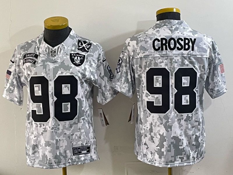 Women Oakland Raiders 98 Crosby Salute Service Nike 2025 Limited NFL Jersey 0013
